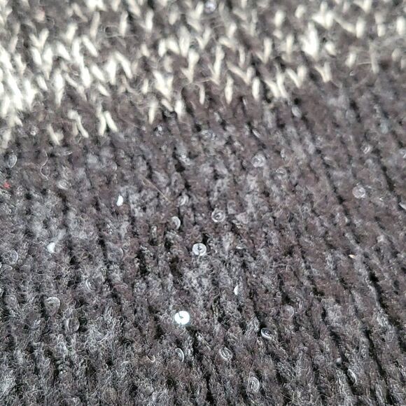 💜Loft Black & Gray Sparkly Colorblock Alpaca & Wool Cropped Sweater Medium - Picture 6 of 9
